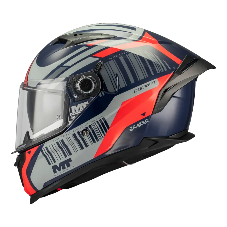 Kask integralny MT BRAKER SV COCKPIT RED/GREY/BLUE czerwony szary granatowy