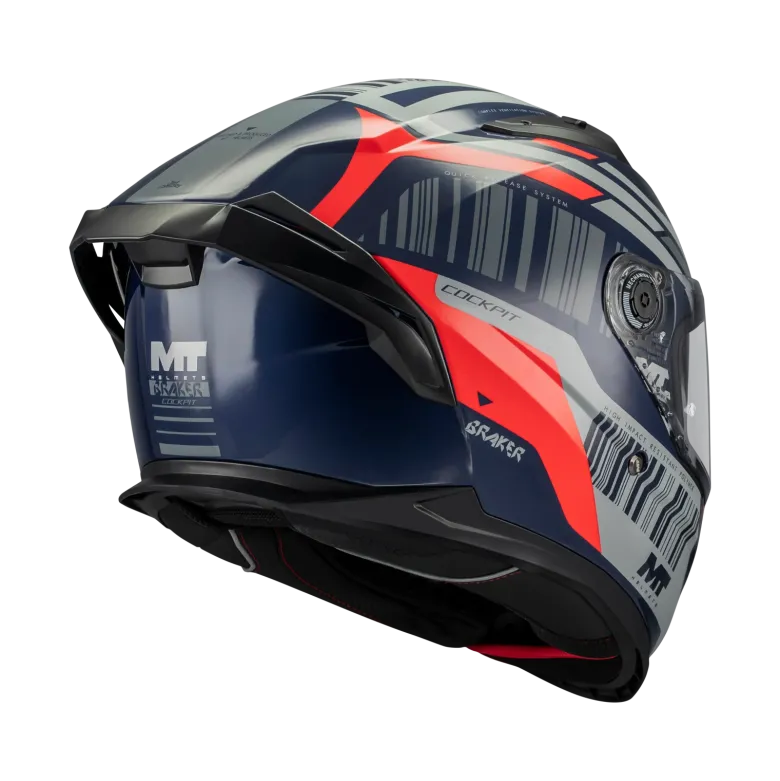 Kask integralny MT BRAKER SV COCKPIT RED/GREY/BLUE czerwony szary granatowy