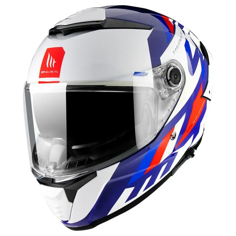 Kask integralny MT THUNDER 4 SV ERGO GLOSS PEARL BLUE biały niebieski czerwony