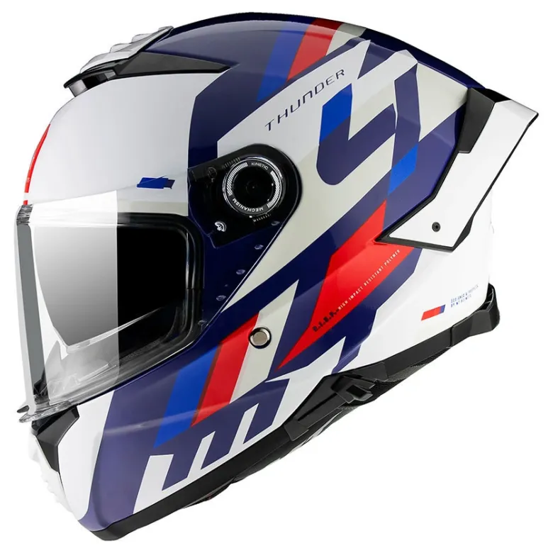 Kask integralny MT THUNDER 4 SV ERGO GLOSS PEARL BLUE biały niebieski czerwony