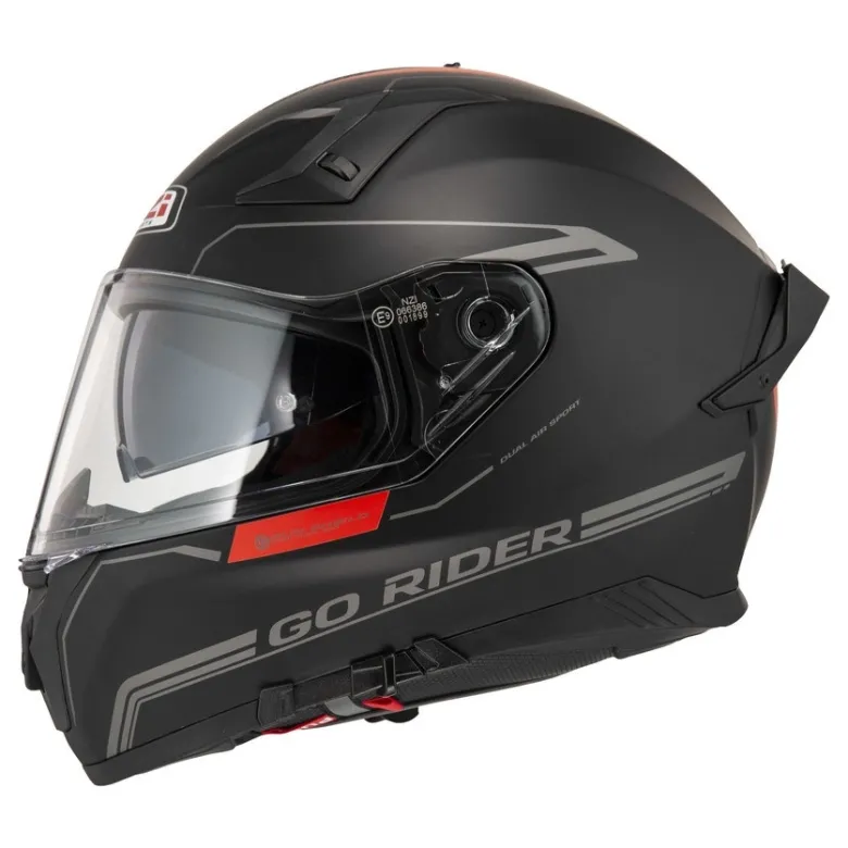 Kask integralny NZI GO RIDER STREAM DUO SOLID BLACK RED MATT czarny czerwony