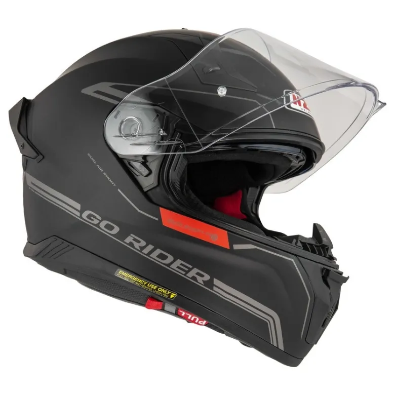 Kask integralny NZI GO RIDER STREAM DUO SOLID BLACK RED MATT czarny czerwony