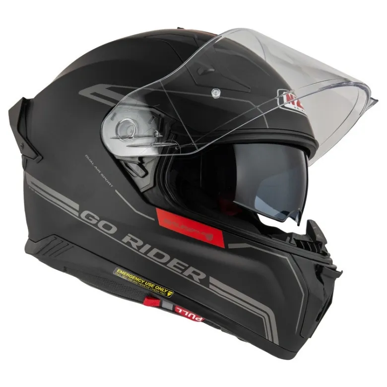 Kask integralny NZI GO RIDER STREAM DUO SOLID BLACK RED MATT czarny czerwony