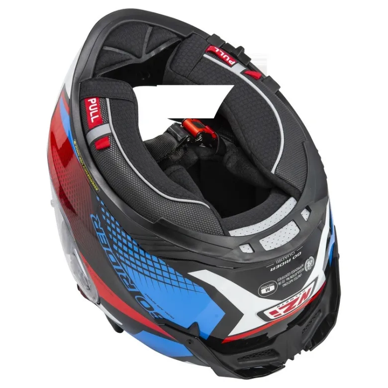 Kask integralny NZI GO RIDER STREAM DUO QUADRI BLACK RED BLUE czarny czerwony niebieski