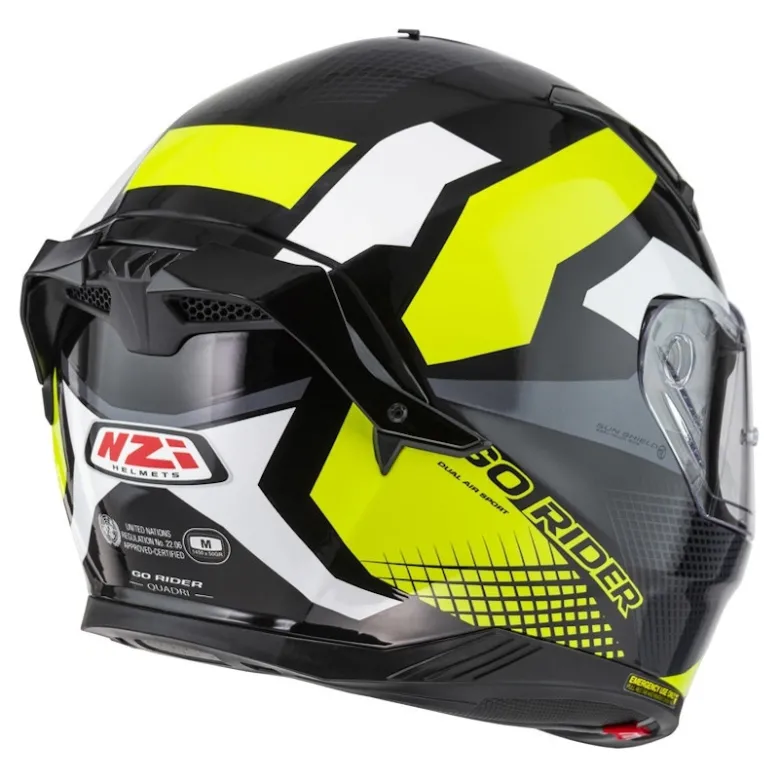 Kask integralny NZI GO RIDER STREAM DUO QUADRI BLACK GREY YELLOW czarny szary żółty