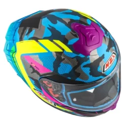 Kask integralny NZI TRENDY CAMU BLUE NEON PINK BLUE S MATT niebieski różowy