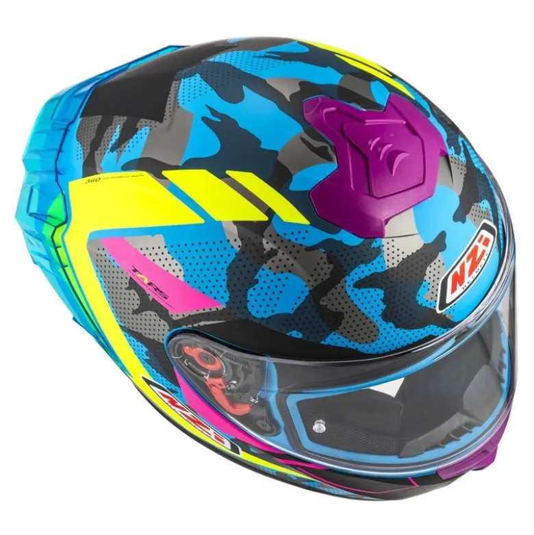 Kask integralny NZI TRENDY CAMU BLUE NEON PINK BLUE S MATT niebieski różowy