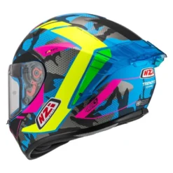 Kask integralny NZI TRENDY CAMU BLUE NEON PINK BLUE S MATT niebieski różowy