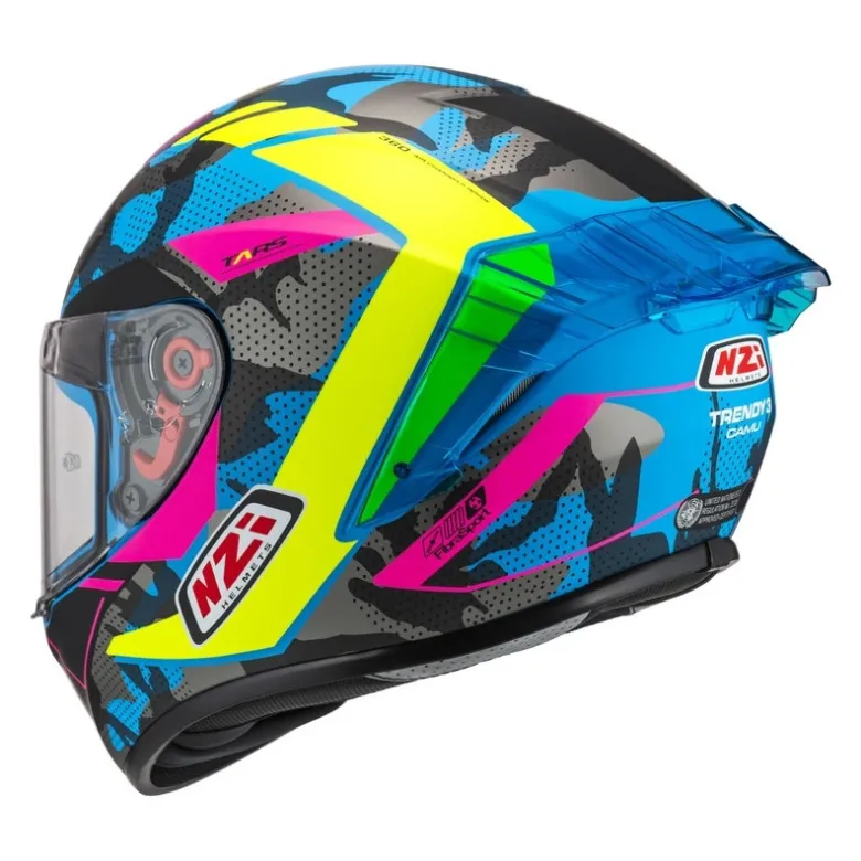 Kask integralny NZI TRENDY CAMU BLUE NEON PINK BLUE S MATT niebieski różowy
