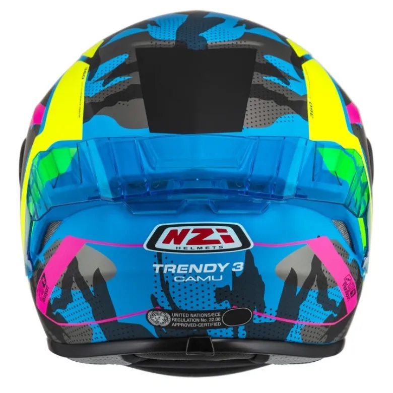 Kask integralny NZI TRENDY CAMU BLUE NEON PINK BLUE S MATT niebieski różowy