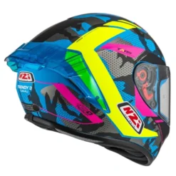 Kask integralny NZI TRENDY CAMU BLUE NEON PINK BLUE S MATT niebieski różowy