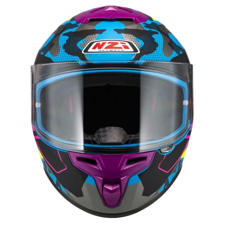 Kask integralny NZI TRENDY CAMU BLUE NEON PINK BLUE S MATT niebieski różowy