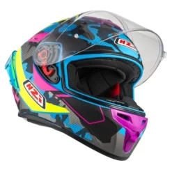 Kask integralny NZI TRENDY CAMU BLUE NEON PINK BLUE S MATT niebieski różowy