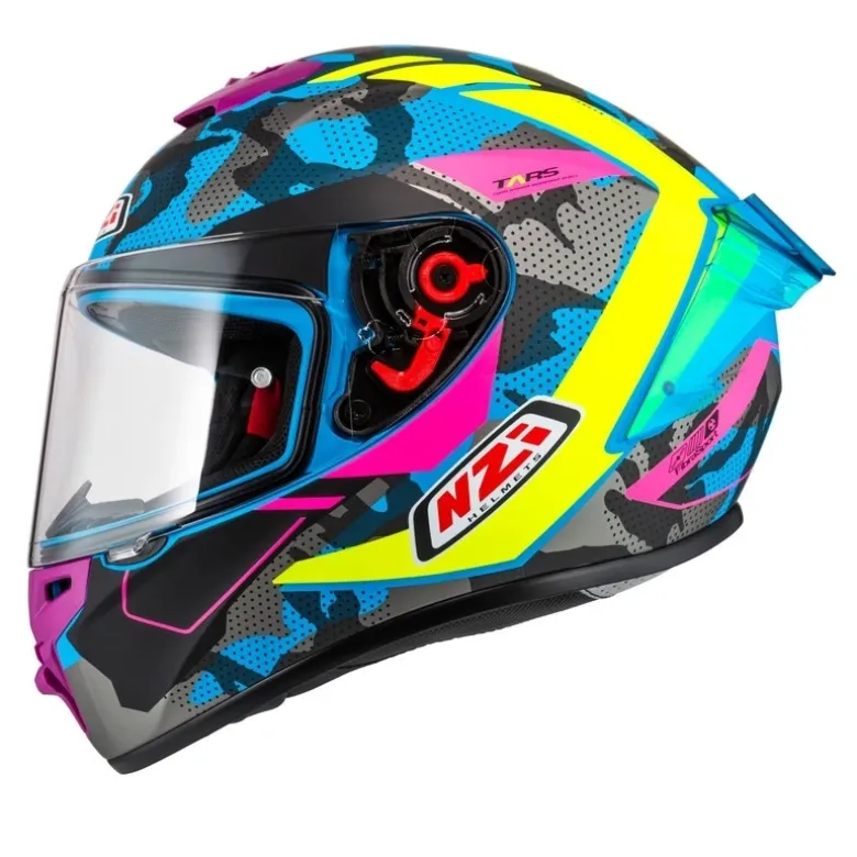 Kask integralny NZI TRENDY CAMU BLUE NEON PINK BLUE S MATT niebieski różowy