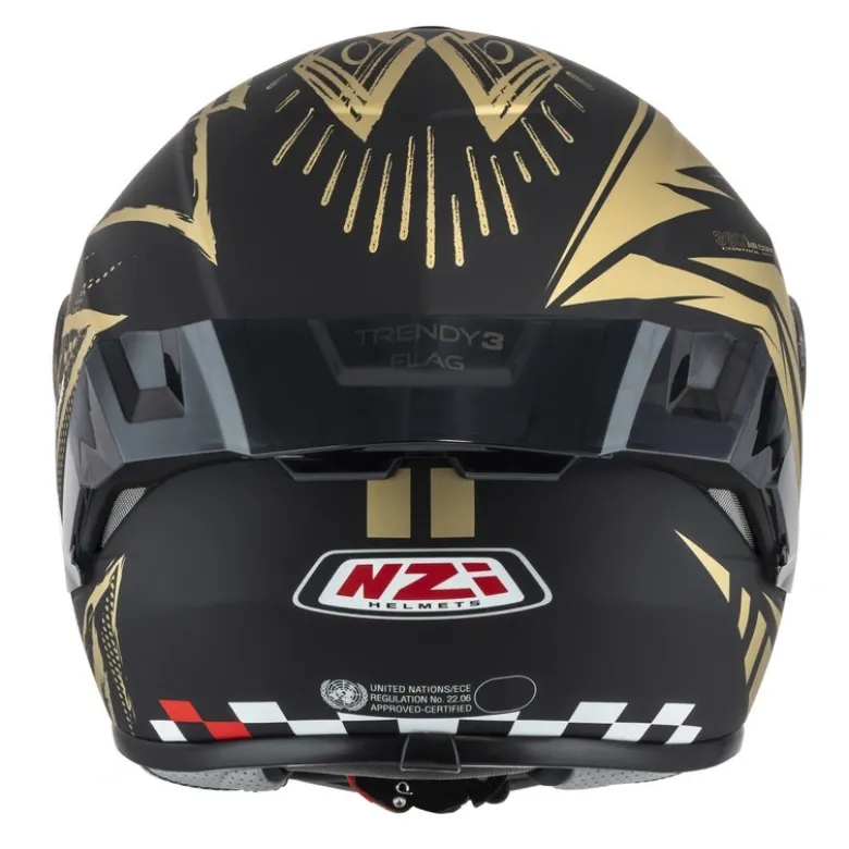 Kask integralny NZI TRENDY FLAG BLACK GOLD MATT czarny złoty