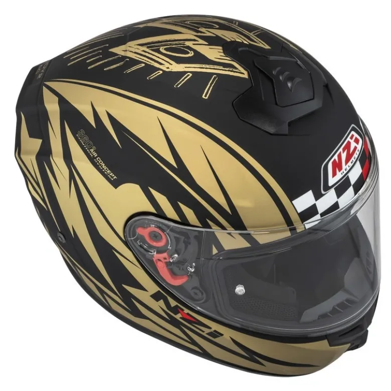 Kask integralny NZI TRENDY FLAG BLACK GOLD MATT czarny złoty