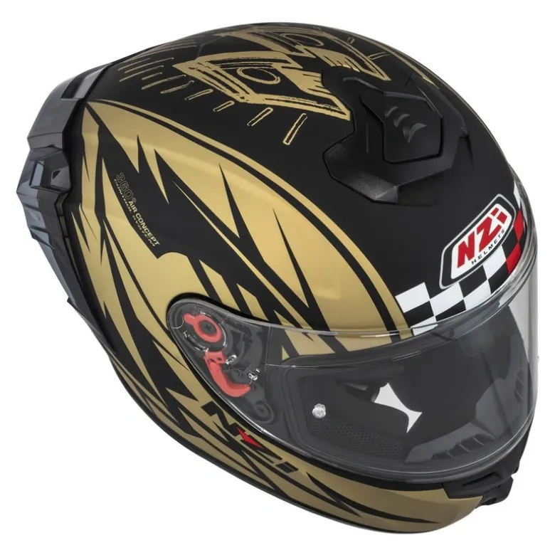 Kask integralny NZI TRENDY FLAG BLACK GOLD MATT czarny złoty