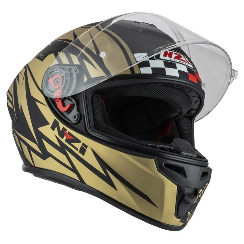 Kask integralny NZI TRENDY FLAG BLACK GOLD MATT czarny złoty