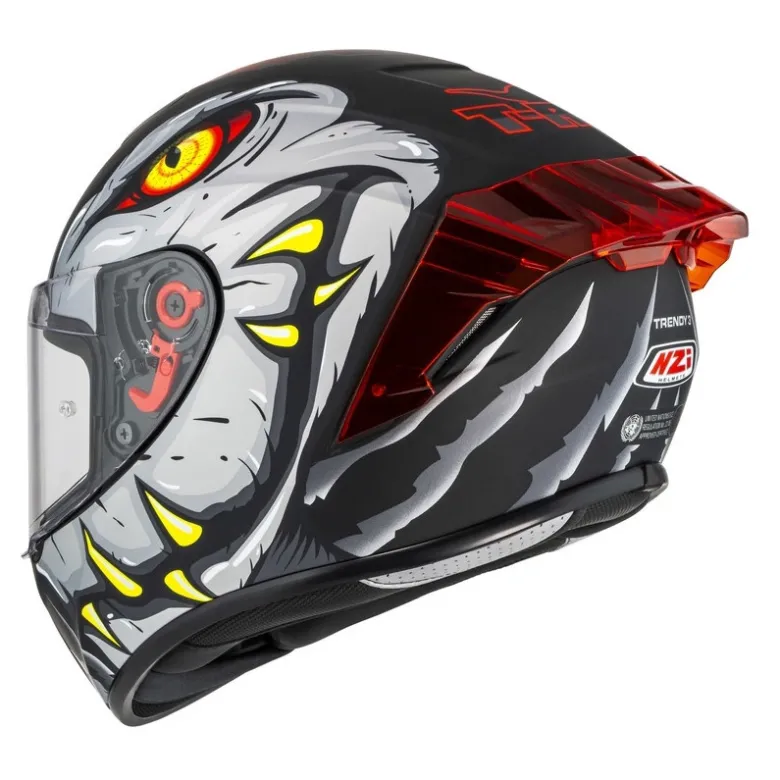 Kask integralny NZI TRENDY 3 RAPTOR BLACK GREY RED MATT czarny szary czerwony