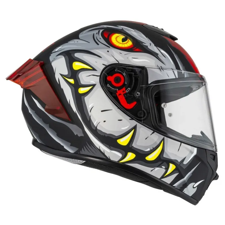 Kask integralny NZI TRENDY 3 RAPTOR BLACK GREY RED MATT czarny szary czerwony