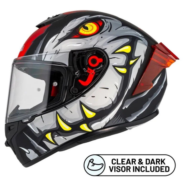 Kask integralny NZI TRENDY 3 RAPTOR BLACK GREY RED MATT czarny szary czerwony
