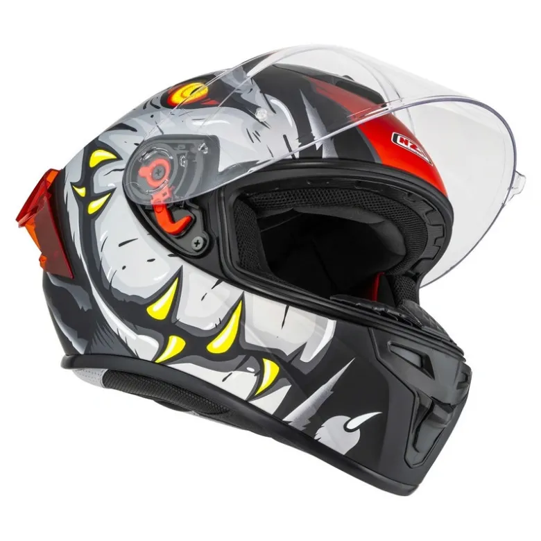 Kask integralny NZI TRENDY 3 RAPTOR BLACK GREY RED MATT czarny szary czerwony