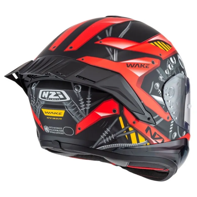 Kask integralny NZI WAKE STREAM CYBER BLACK RED MATT czarny czerwony