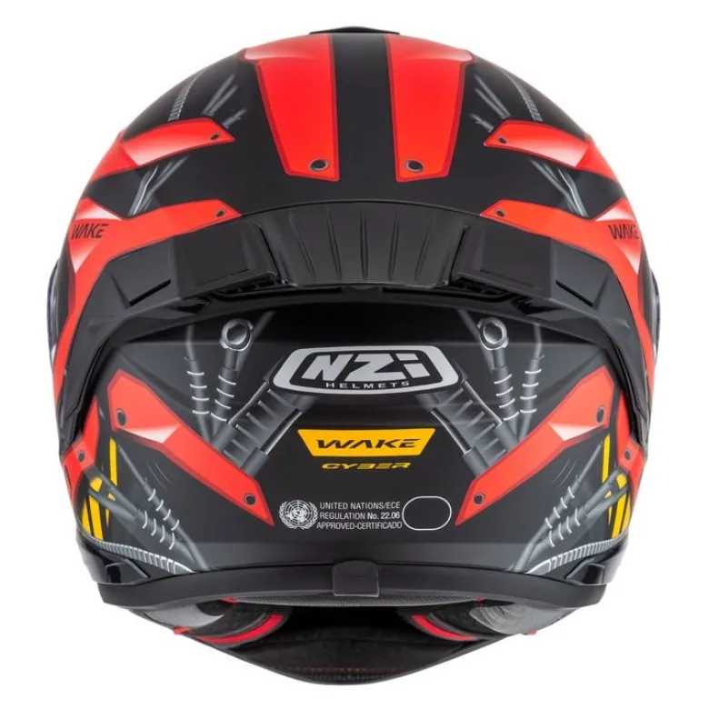 Kask integralny NZI WAKE STREAM CYBER BLACK RED MATT czarny czerwony