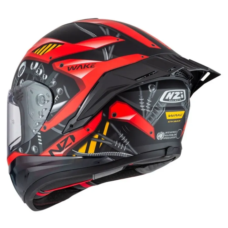 Kask integralny NZI WAKE STREAM CYBER BLACK RED MATT czarny czerwony