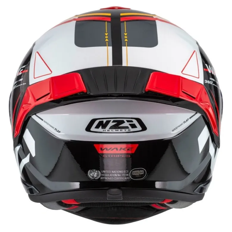 Kask integralny NZI WAKE STREAM STRIPES BLACK WHITE RED czarny biały czerwony