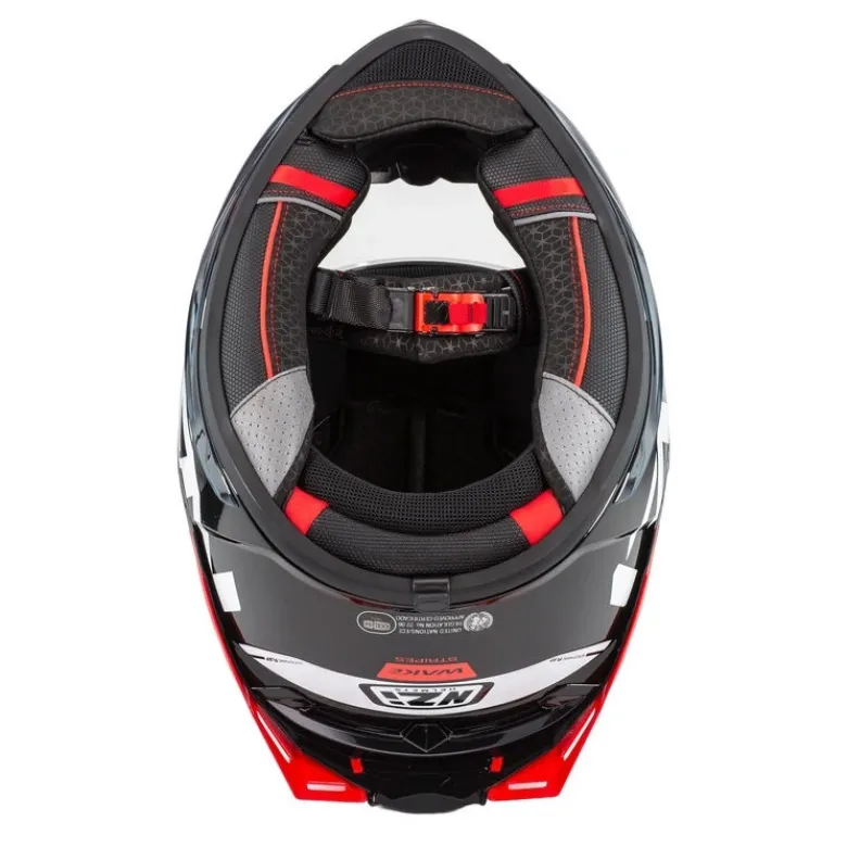 Kask integralny NZI WAKE STREAM STRIPES BLACK WHITE RED czarny biały czerwony