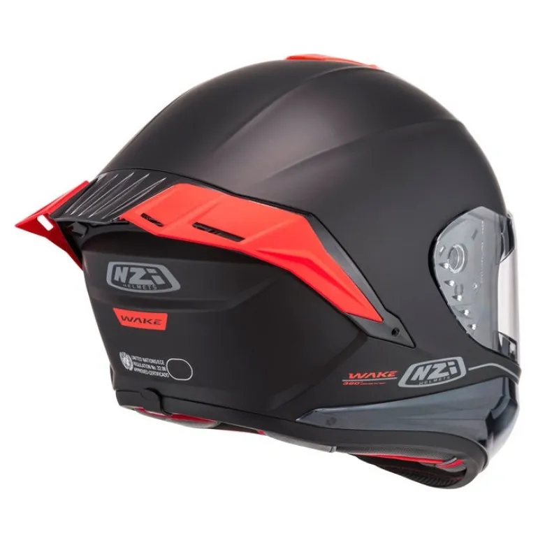 Kask integralny NZI WAKE STREAM BOOSTER SOLID BLACK RED MATT czarny czerwony
