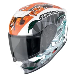 Kask integralny SCORPION EXO-JNR THE4ELEMENTS WHITE/BLACK/ORANGE biały niebieski pomarańczowy