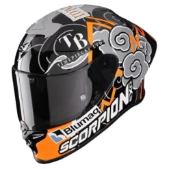 Kask integralny SCORPION EXO-R1 AIR FIM RACING ARON 2024 czarny szary pomarańczowy