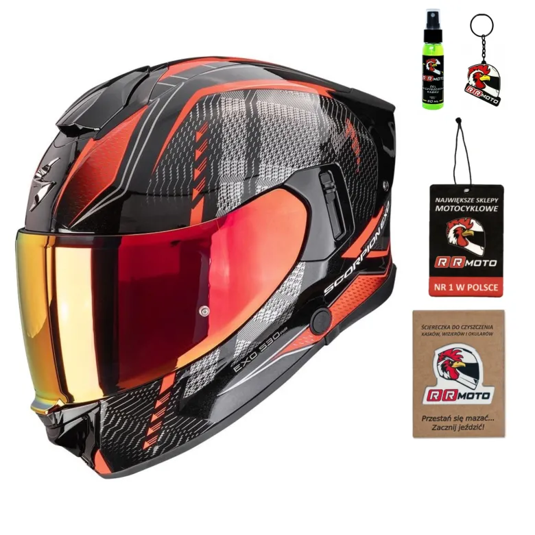 Kask integralny SCORPION EXO-530 AIR THERAS METALLIC BLACK/RED czarny czerwony
