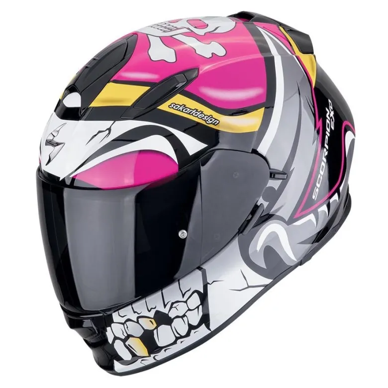 Kask integralny SCORPION EXO-491 PIRATE PINK biały czarny różowy żółty