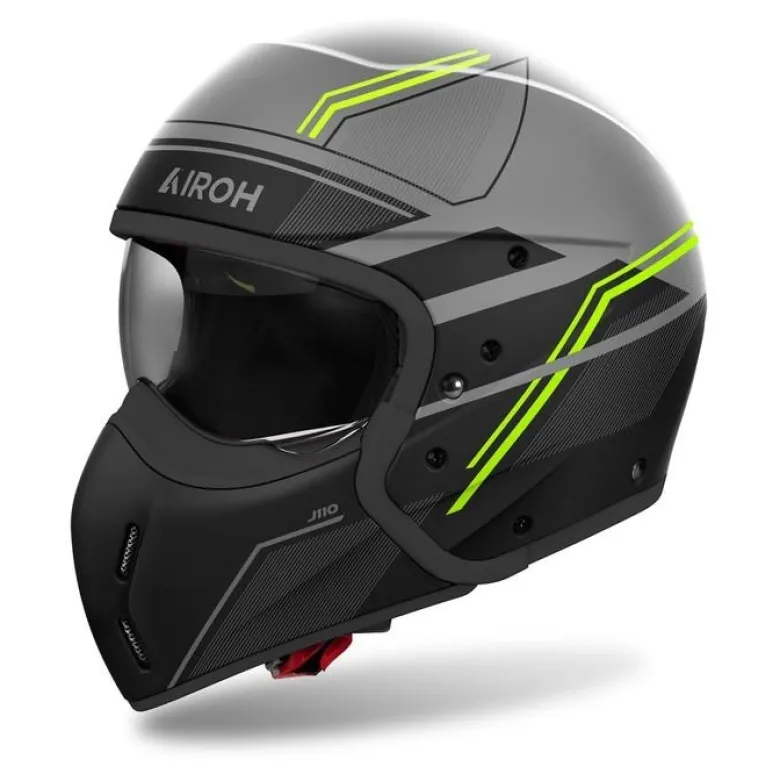 Kask modułowy AIROH J110 SLIM YELLOW MATT żółty fluo szary czarny