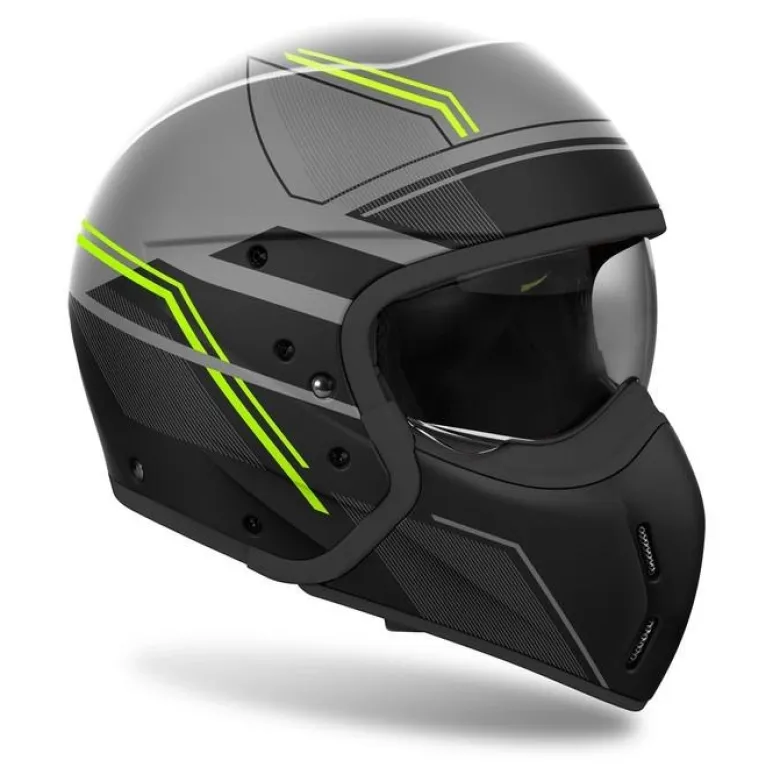 Kask modułowy AIROH J110 SLIM YELLOW MATT żółty fluo szary czarny