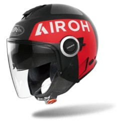 Kask otwarty AIROH HELIOS UP BLACK MATT czarny czerwony