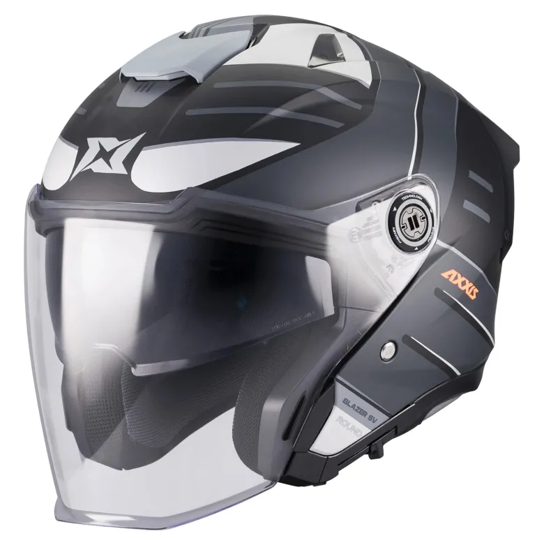 Kask otwarty AXXIS BLAZER SV ROUND B2 MATT czarny szary biały