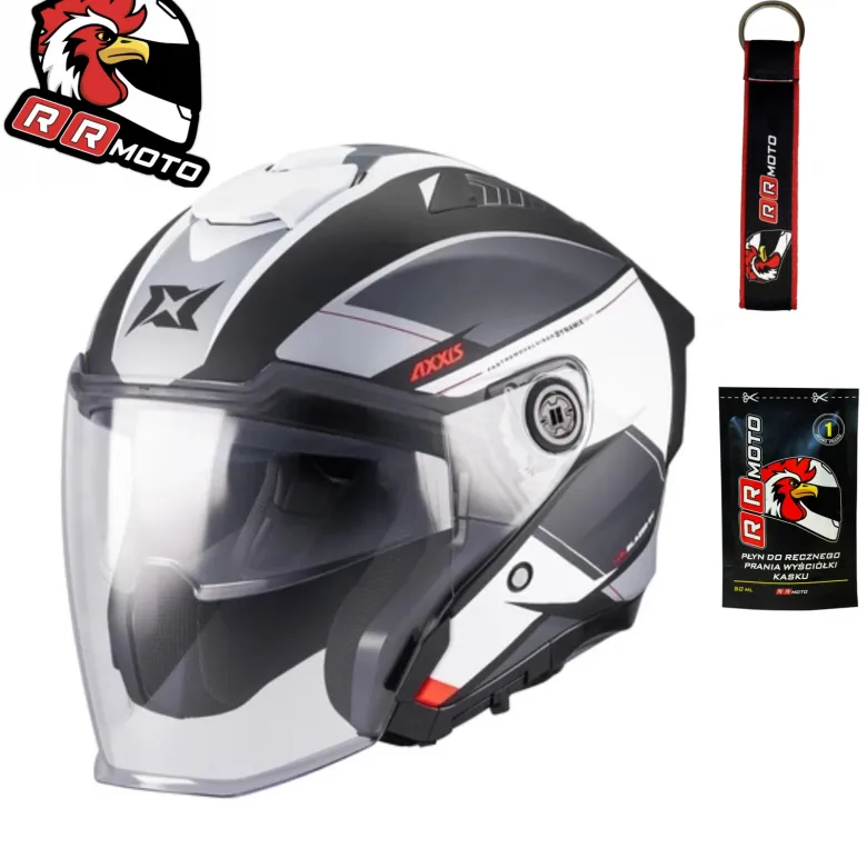 Kask otwarty AXXIS BLAZER SV TRAFFIC B0 MATT czarny szary biały