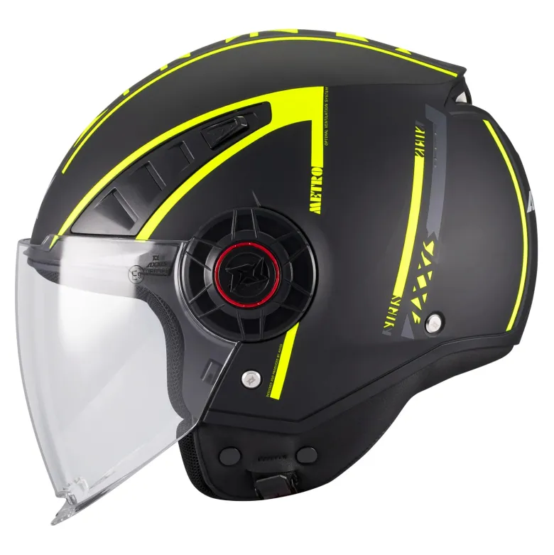 Kask otwarty AXXIS METRO S SIRIS B13 MATT czarny żółty fluo