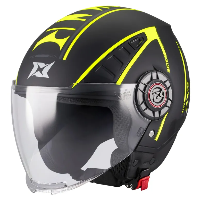 Kask otwarty AXXIS METRO S SIRIS B13 MATT czarny żółty fluo