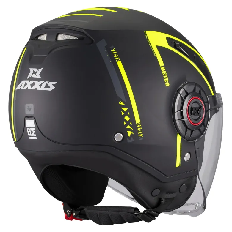 Kask otwarty AXXIS METRO S SIRIS B13 MATT czarny żółty fluo