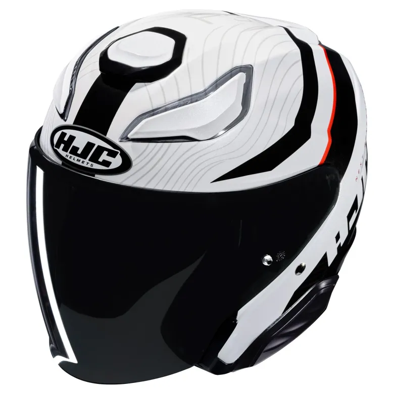 Kask otwarty HJC F31 NABY SILVER/WHITE srebrny biały czerwony
