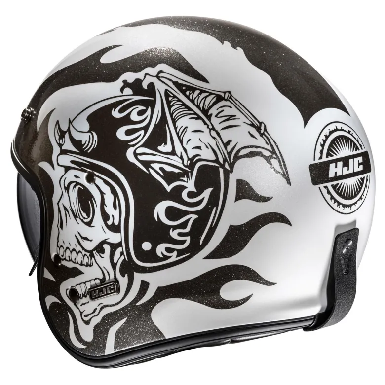 Kask otwarty HJC V31 FLAME WHITE/BLACK biały czarny