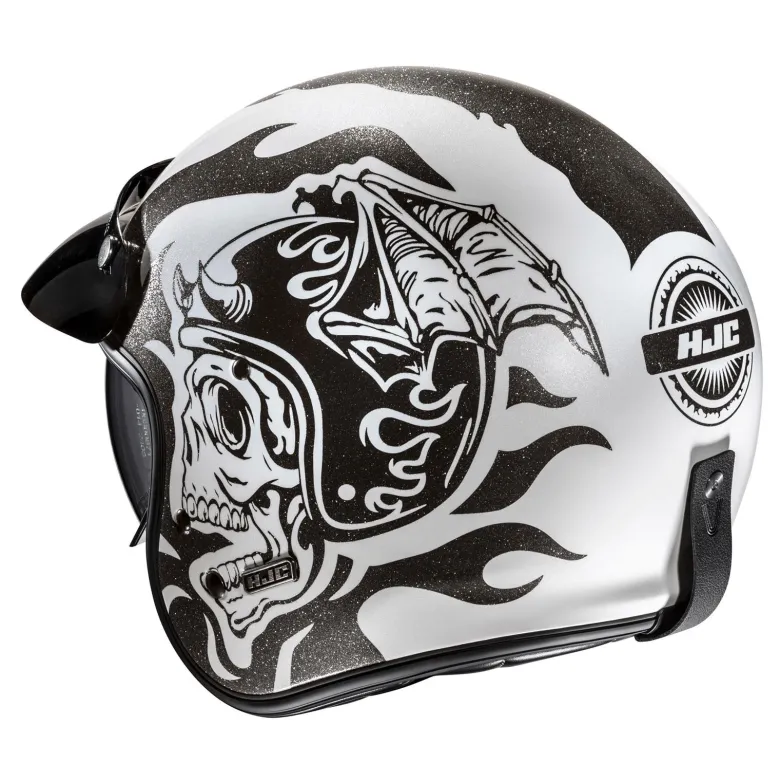 Kask otwarty HJC V31 FLAME WHITE/BLACK biały czarny
