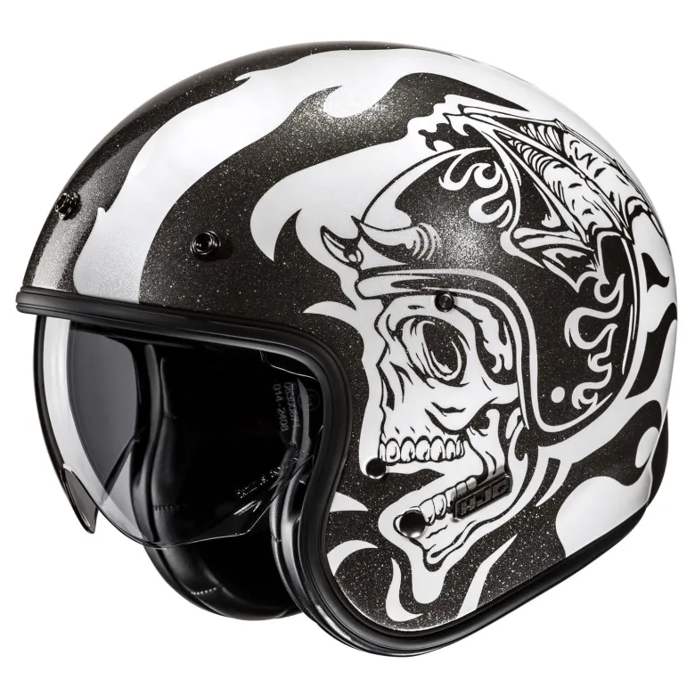 Kask otwarty HJC V31 FLAME WHITE/BLACK biały czarny