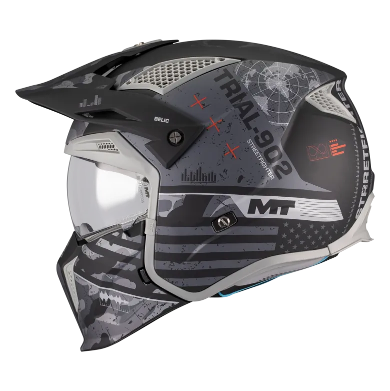 Kask otwarty MT STREETFIGHTER SV S BELIC GREY/BLACK czarny szary