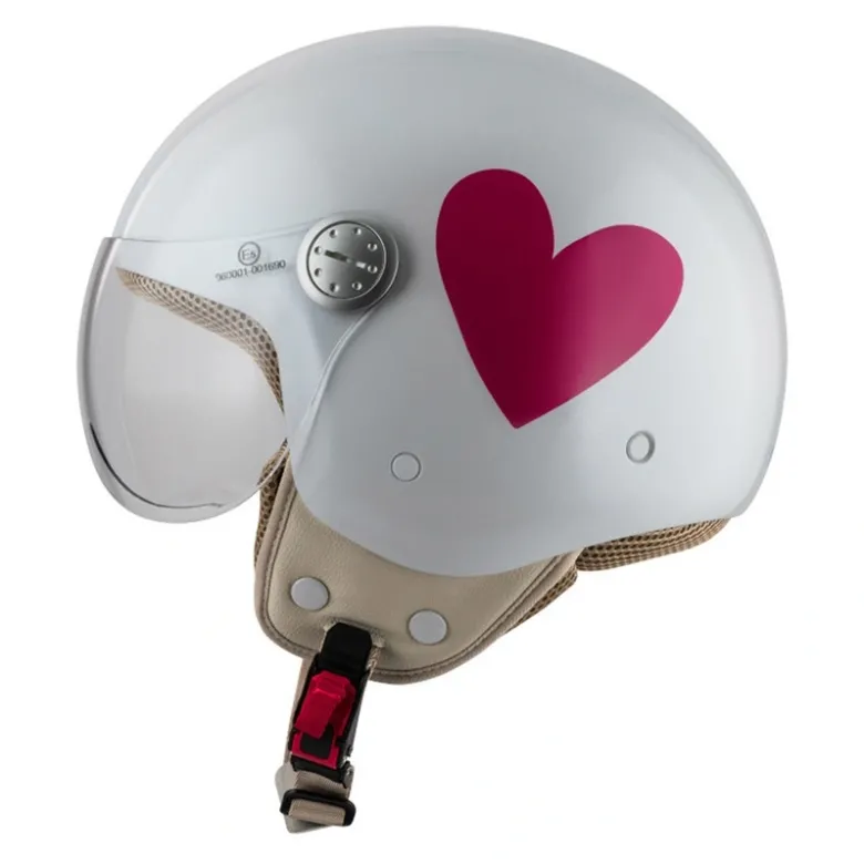 Kask otwarty NZI PASARELA CORAZON ROSA biały czerwony